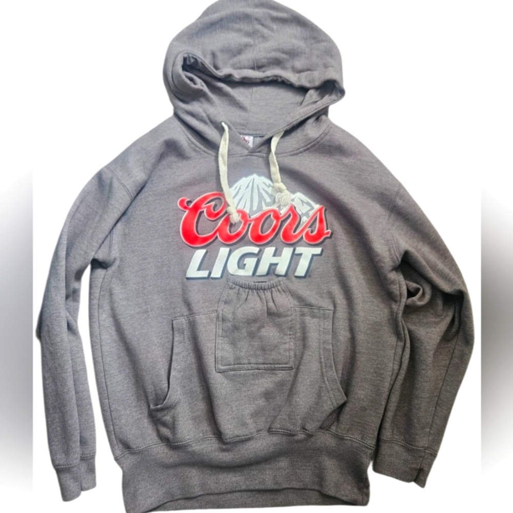 Vintage Rare Brew City Coors Light Hoodie Hold My Beer Pocket Pouch Small
